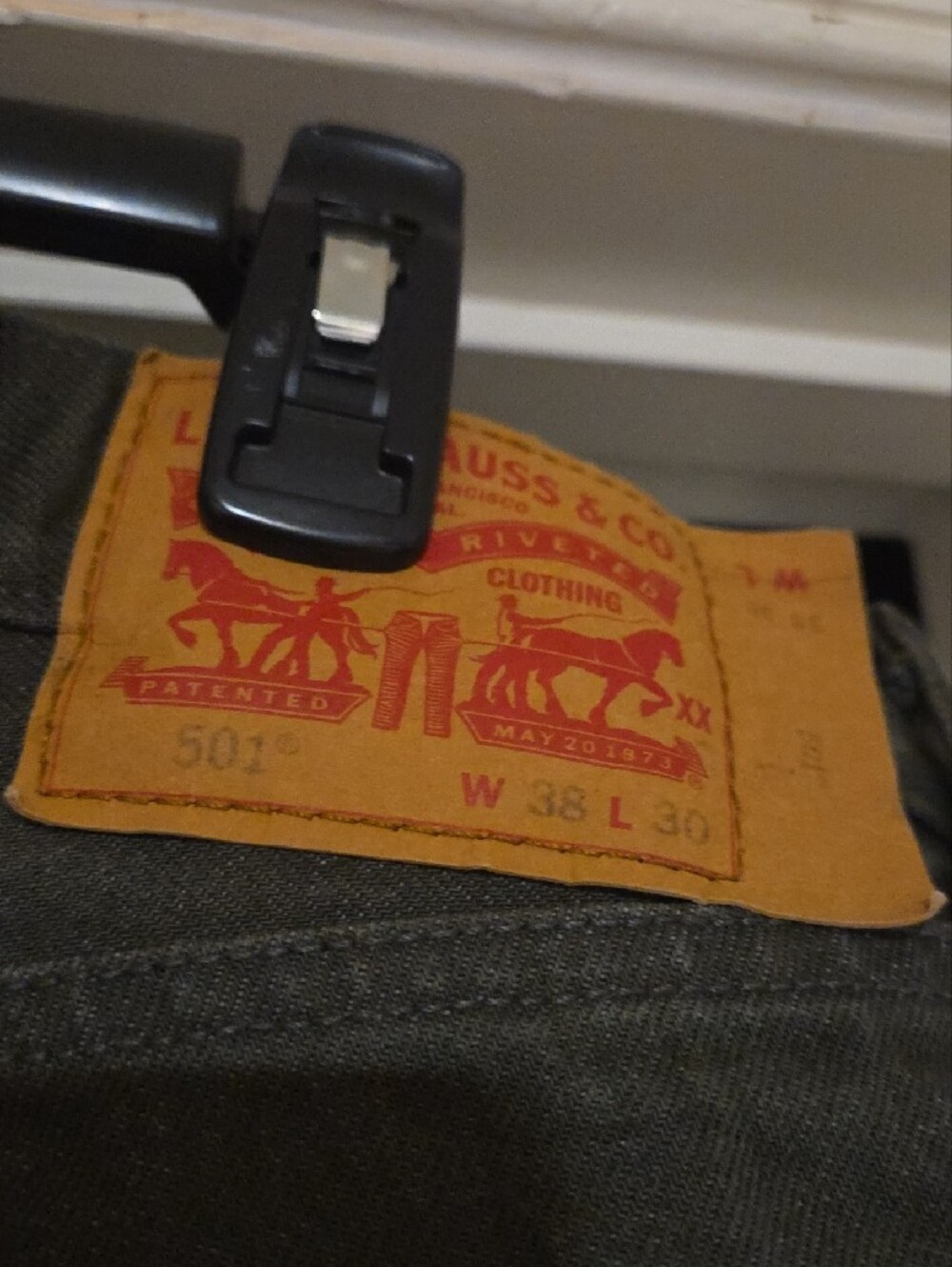 Levi's Olive Green Straight Leg Chinos - Picture 3 of 5